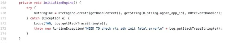 Figure 3: Sample project initializeEngine function