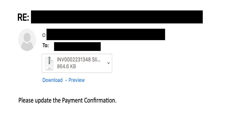 Figure 2: Emotet Email (Variant: Invoice Themed Emails)