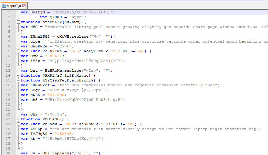 Figure 30: Obfuscated JavaScript File
