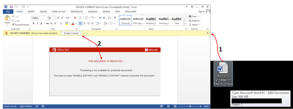図 5: マクロを含む Microsoft Office Word ドキュメント