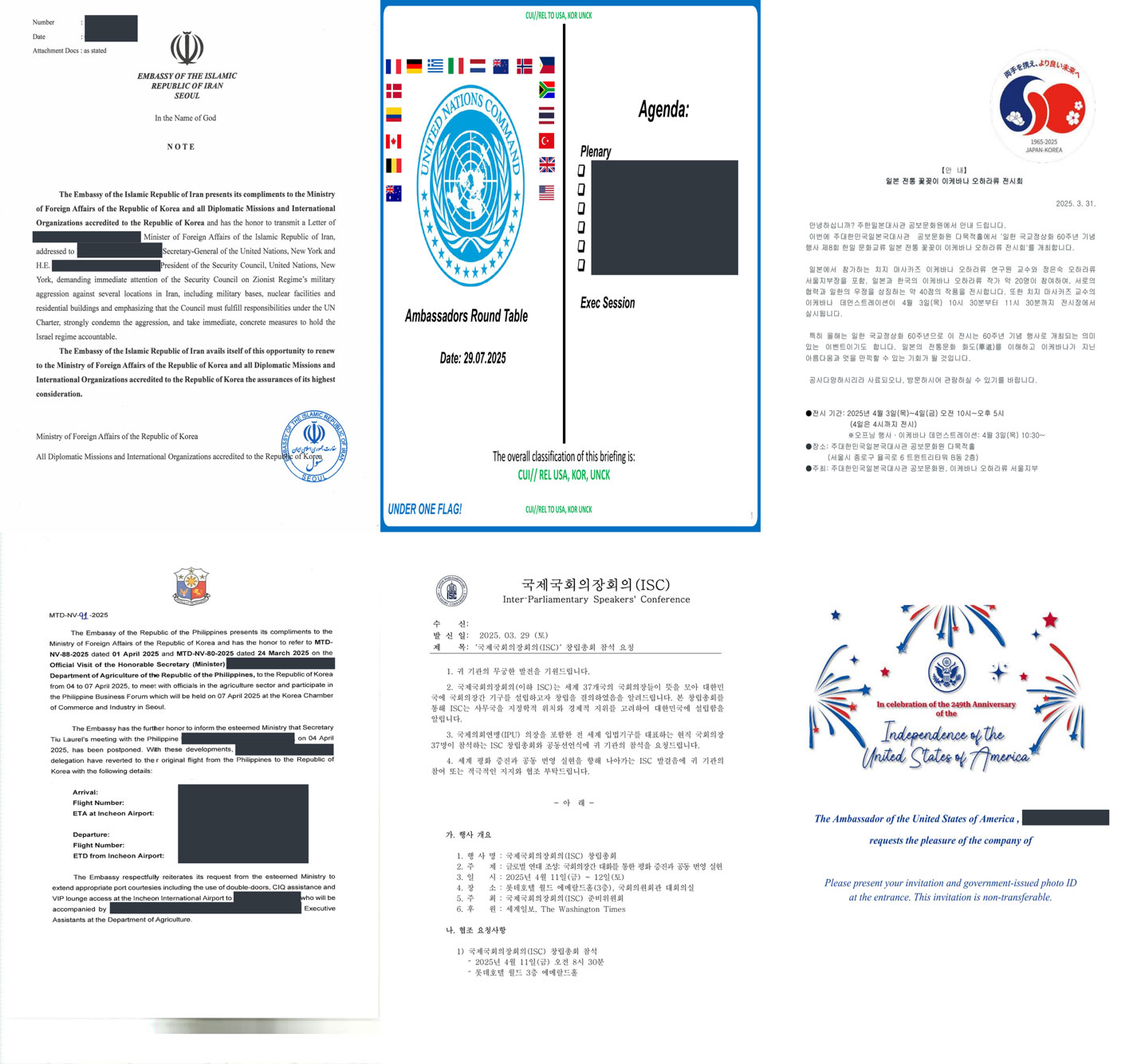 Figure 3: Six first-page decoy documents used in the campaign. The lures display
a variety of languages and themes.