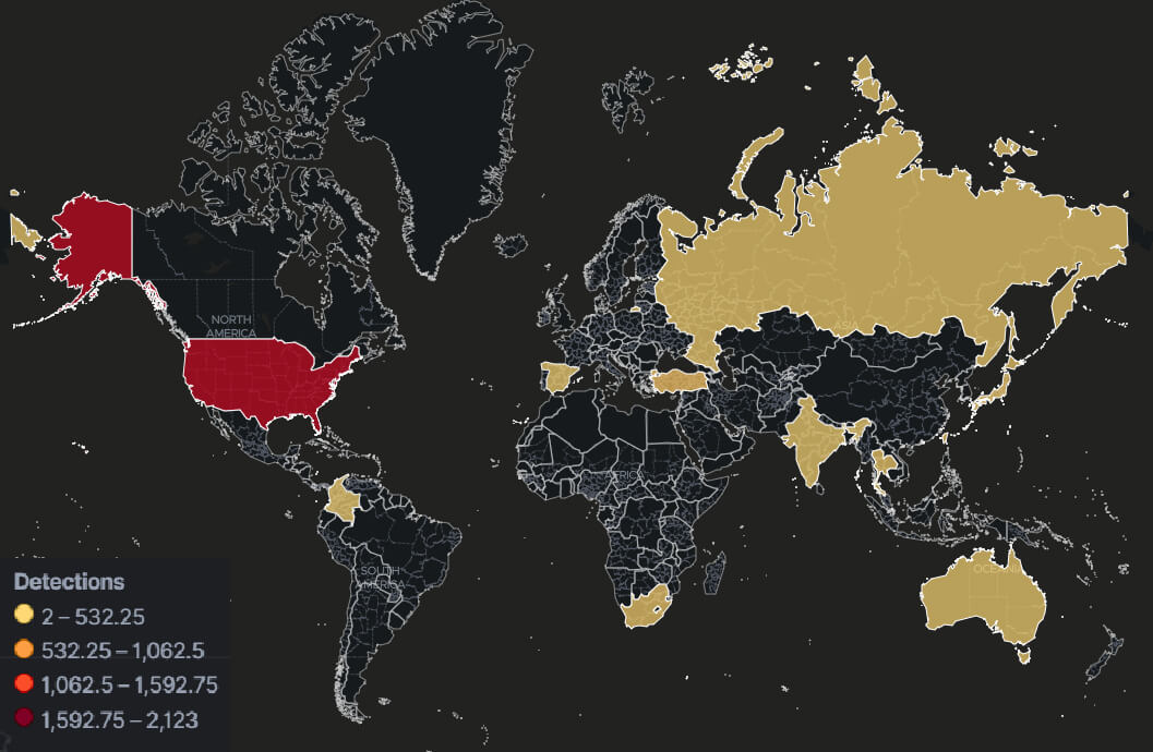 Figure 1: Global Telemetry from Trellix ATLAS for Ips connecting to port 427