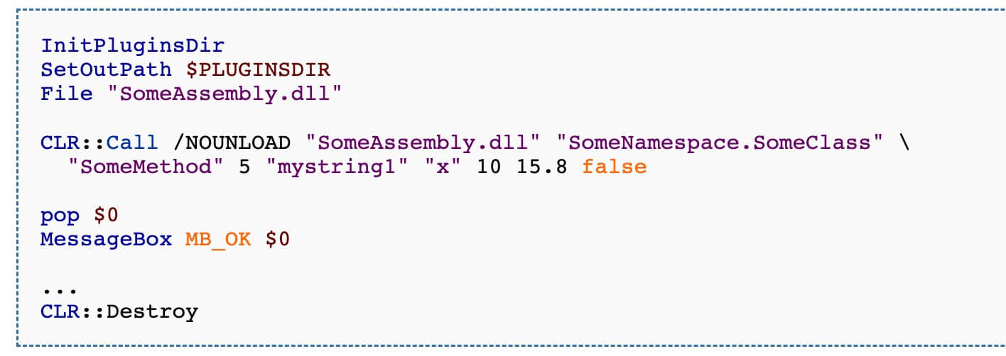 Figure 2: An example of loading .NET module from nsis.sourceforge.io