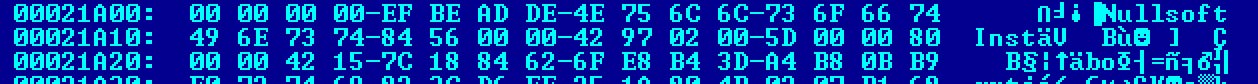 Figure 3: NSIS compressed data in PE file overlay