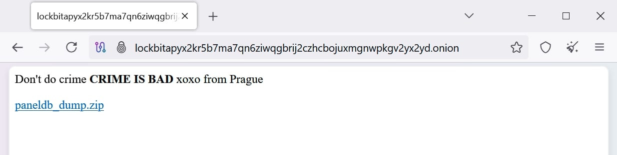 Figure 1: LockBit RaaS admin panel hacked and SQL DB leaked
