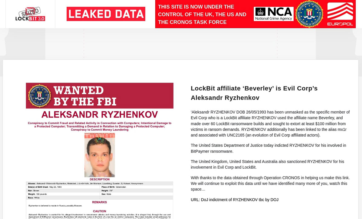 Figure 18: NCA Operation Cronos revealed that LockBit affiliate is part of Evil Corp gang