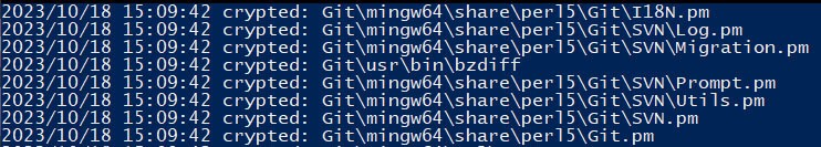 Figure 20 - Logs from the ransomware during the encryption, stating which file it encrypted