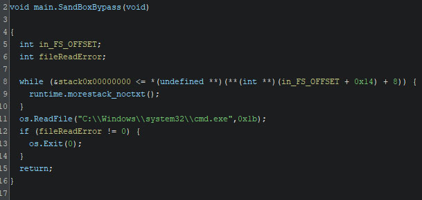 Figure 32 - The sandbox bypass attempt within version C