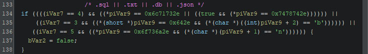 Figure 42 - The check for extensions to avoid partially encrypting specific files