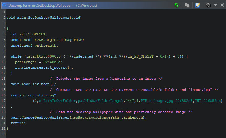 Figure 47 - The function which decodes and sets the desktop wallpaper