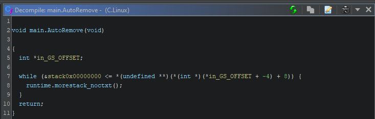 Figure 51 - The lack of a self-remove function in a non-Windows variant of version C