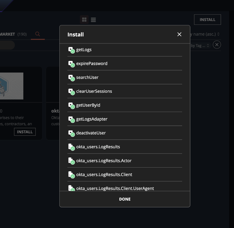 Figure 12. Installing Okta data into Helix Platform