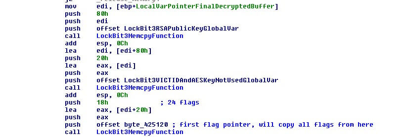 Figure 7: LockBit 3.0 extracts flags and information from config