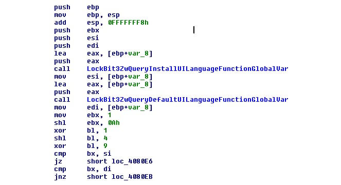 Figure 8: Checking language of the machine in an obfuscated way