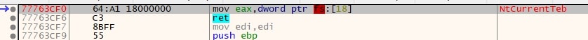 Figure 10: NtCurrentTeb Syscall pattern not matching the hashing
criteria