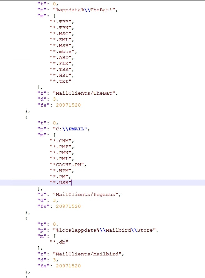 Figure 25: Config JSON - Mail Clients