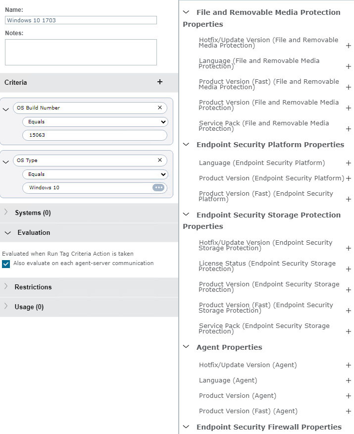 Figure 6: Creating a tag with specific criteria