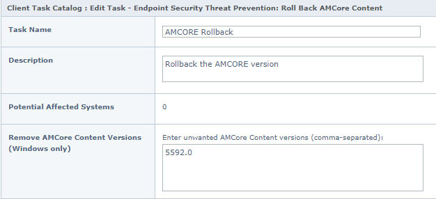 Figure 8: The AMCore DAT rollback task