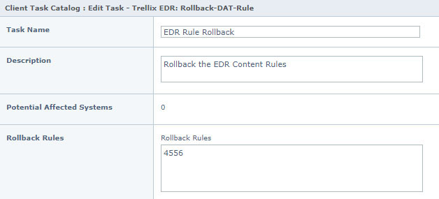 Figure 9: The EDR Rules rollback task