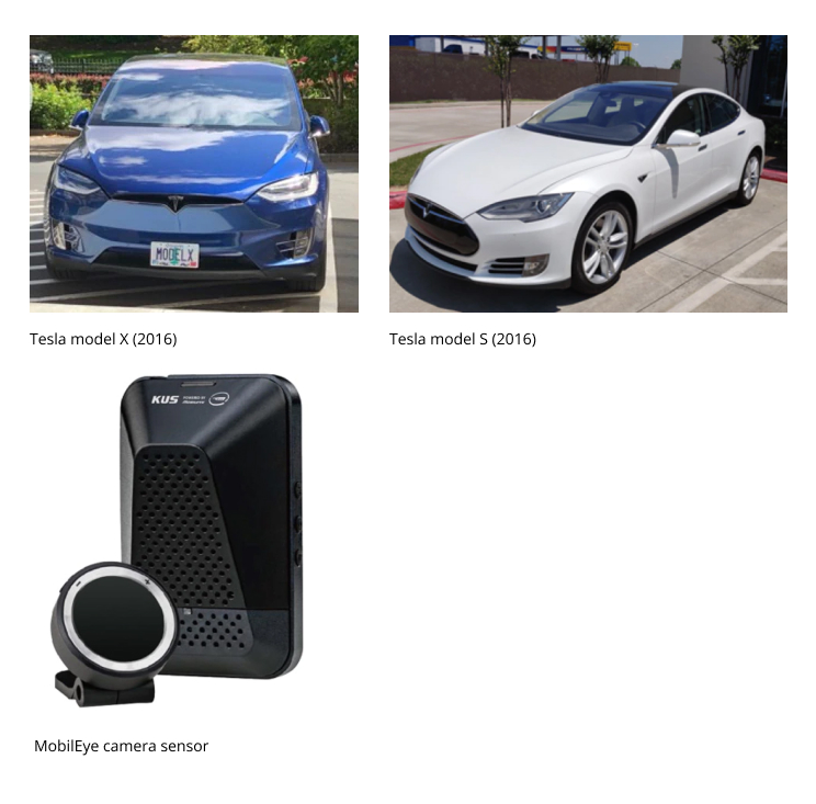 Tesla model X (2016), Tesla model S (2016), MobilEye camera sensor