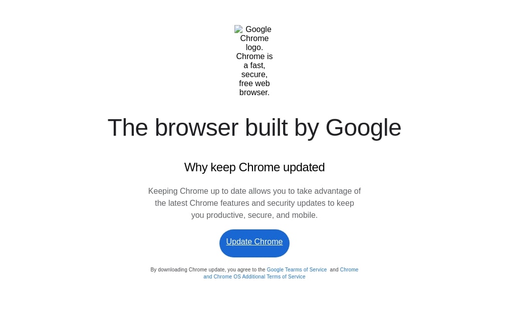 Figure 2. Fake browser update page.