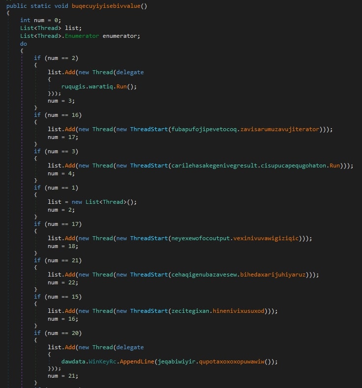 Figure 6: 0bj3ctivityStealer’s function showing different obfuscation
mechanisms.