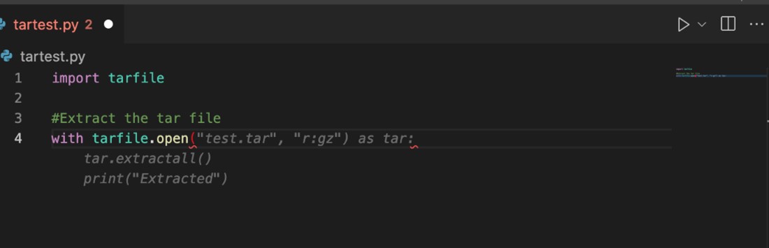 Figure 1: GitHub Copilot autocompletes vulnerable tarfile extraction code.