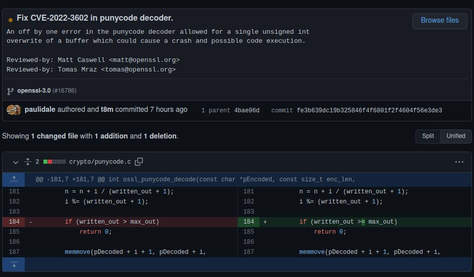 Figure 2: CVE-2022-3502 Patch