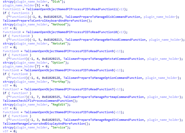 Figure 12. A list of embedded plug-ins