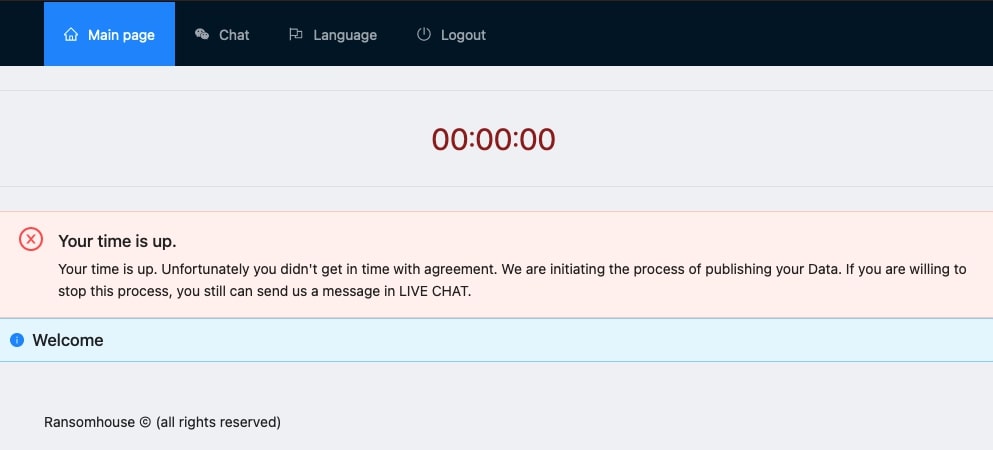 Figure 2 - The main page of the leak site