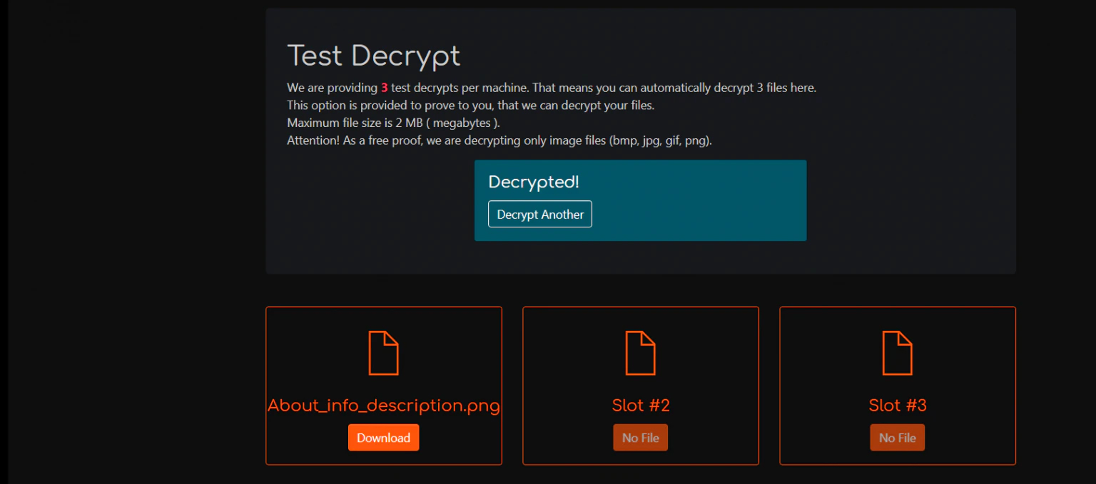 FIGURE 30. FREE DECRYPTION WORKS SO THE MALWARE SAMPLE IS CORRECT