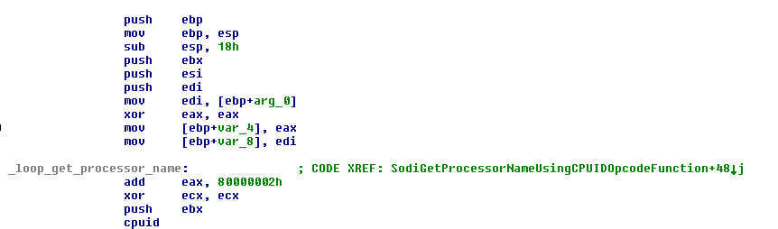 GET THE PROCESSOR NAME USING CPUID OPCODE