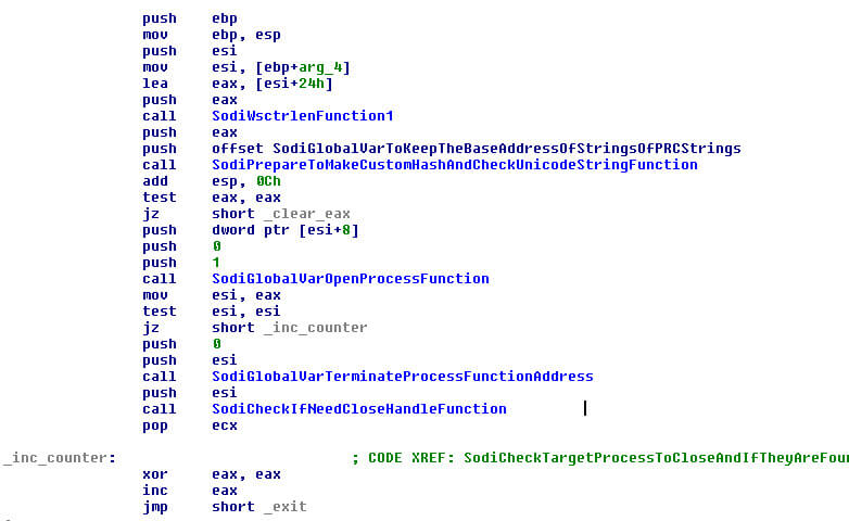 SEARCH FOR TARGET PROCESSES AND TERMINATE THEM