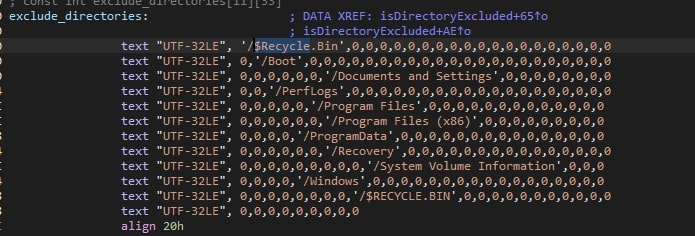 Figure 5 - The excluded folder names