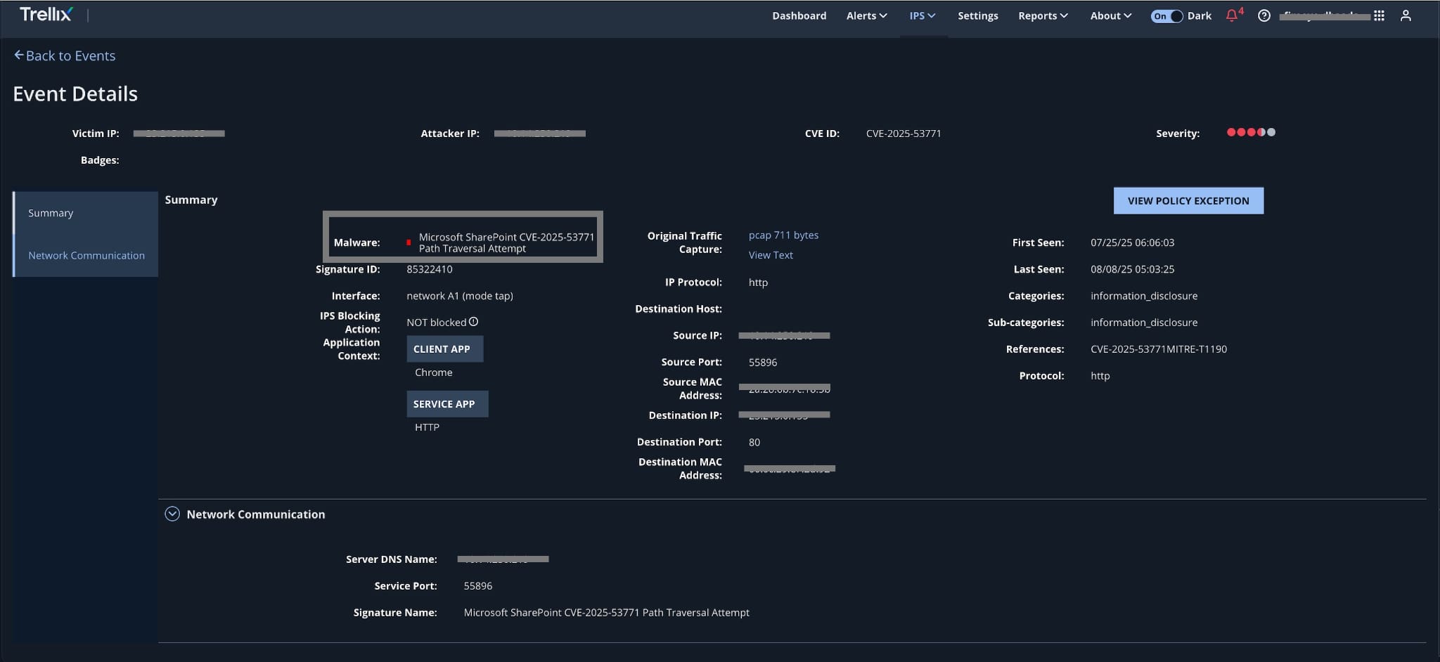 Figure 10: NX Detailed View for CVE-2025-53771
