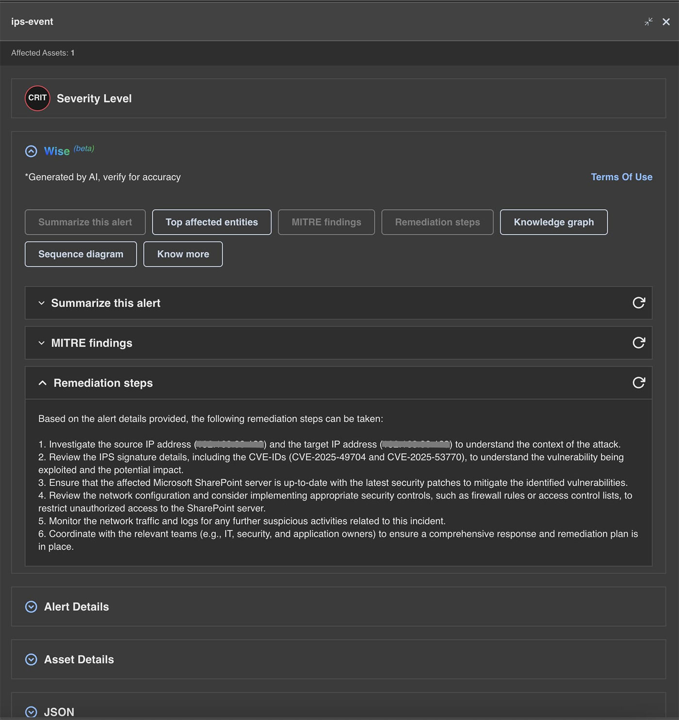 Figure 12: NDR Remediation Steps for CVE-2025-53770