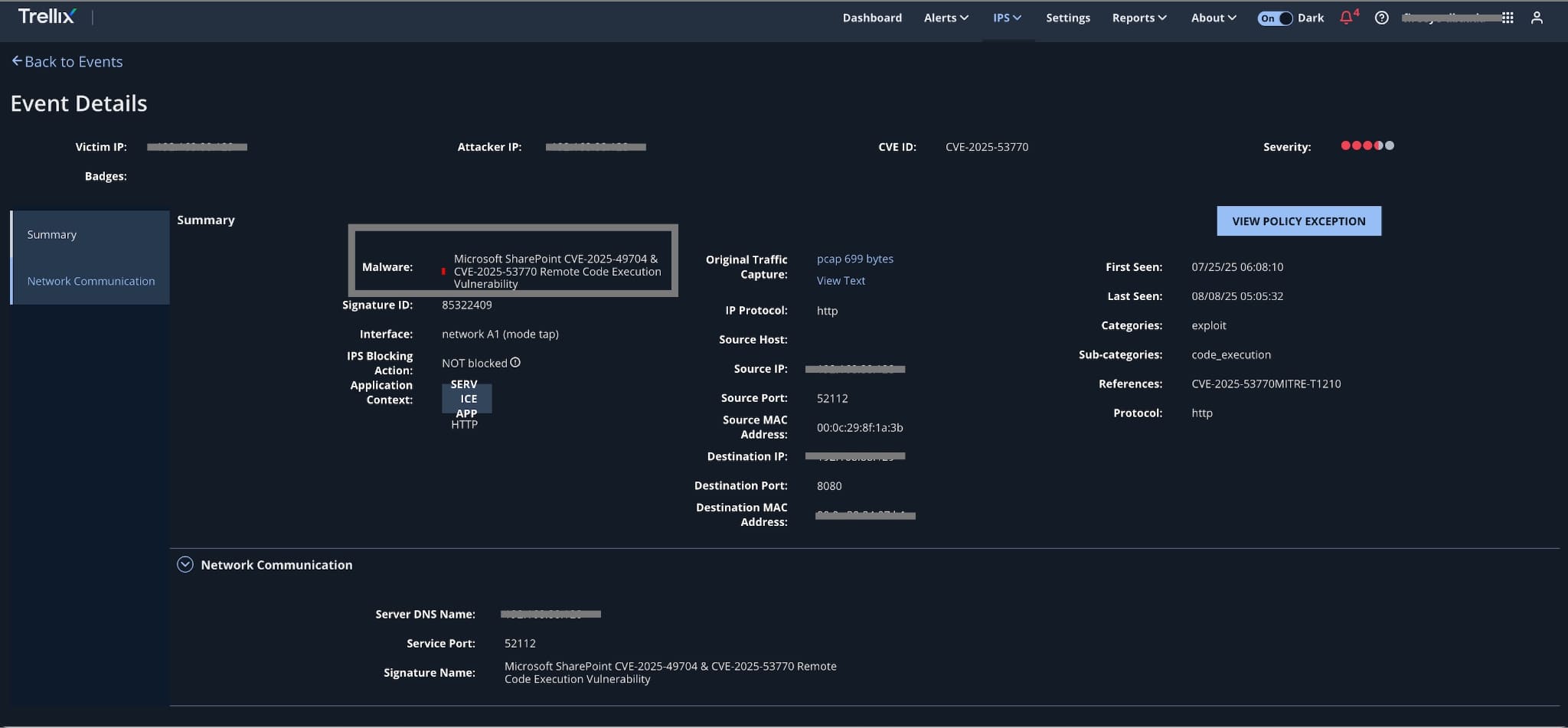 Figure 8: NX Detailed View for CVE-2025-53770