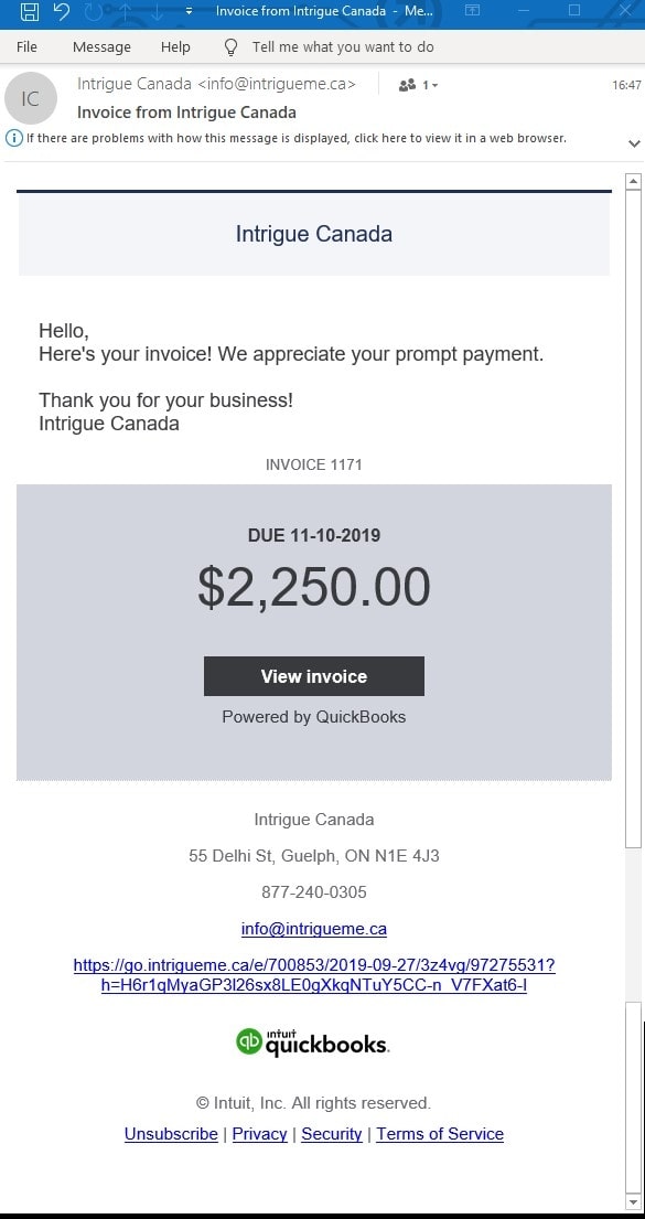 Figure 2: Phishing e-mail (src:Proofpoint)